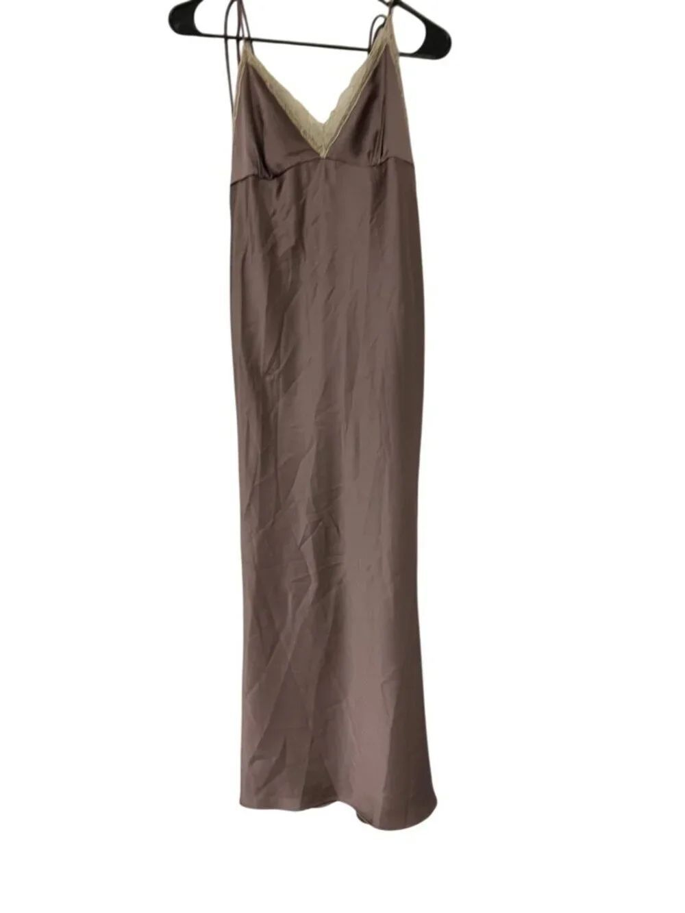 Zara Womens Lace Trim Satin Midi Dress Size M Mauve Purple V-Neck 8736/332 NWT - Picture 3 of 14